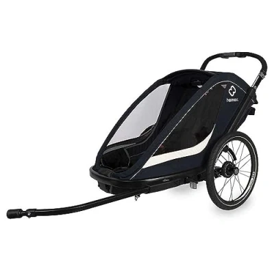 Image of Hamax Breeze Child Bike Trailer: Navy/Cream Single