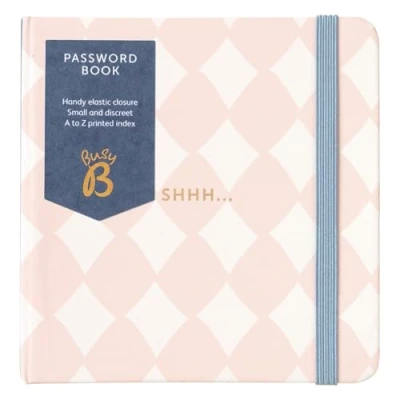 Image of Busy B Password Book Harlequin Cover All your Internet Passwords in One Place Store A Maximum of 186 Login Details Compact &amp; Discreet Design with to Z Index Elastic Closure Band