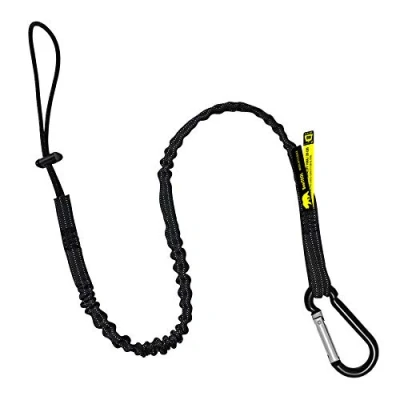 Image of BearTOOLS Tool Lanyard with Standard Spring Carabiner and Adjustable Loop End, 90cm Length, Maximum Weight Limit 8KG / 17.6lb, Fall Restraint Shock Cord Stopper, 1 Pack (Black 0911S)