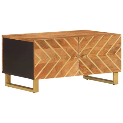 Image of vidaXL Coffee Table Brown and Black 80x50x40 cm Solid Wood Mango