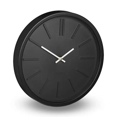 Image of Relaxdays Wall, Second Hand, Modern, Analogue, Clock for Kitchen, Living, Study Room, Round, Diameter 35 cm, Black, 60% plastic 40% glass, 1 item