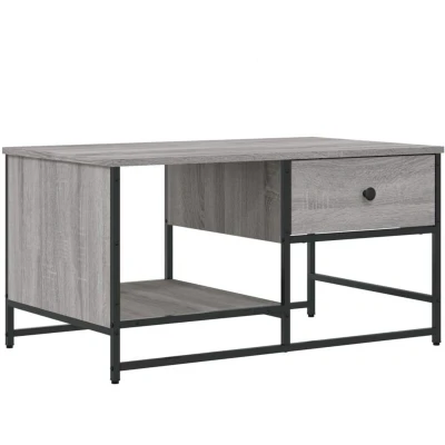 Image of vidaXL Chic Grey Sonoma Coffee Table in Engineered Wood Modern Design with Ample Storage and Sturdy Metal Frame Living Room Furniture