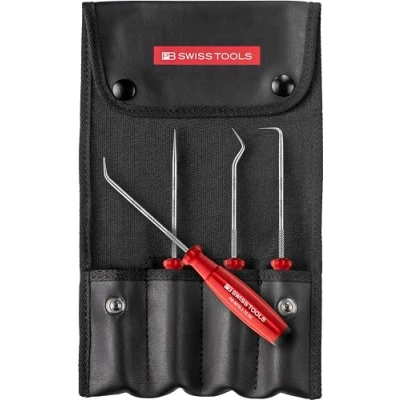 Image of PB Swiss Tools Mini Pick Tool Set 8681.Set 100% Made 4 piece SwissGrip Hook for Automotive, O Ring, Brake, Motor, Gearbox Seal