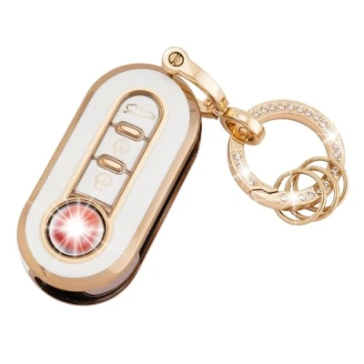 Image of Koaudb TPU Car Key Cover Cases Keychain Compatible with Fiat 3 Button 500 500L Brava Bravo Doblo Ducato Fiorino Punto Panda Palio Qubo Scudo Sedici Stilo Lancia Flip Folding Fob (R Fia W)
