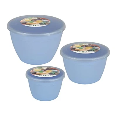 Image of Just Pudding Basins 3 Smaller Sizes in One Set Steam Bowls, Basin and Lid 1x 1/4 Pint, 1/2 Pint 1 (Blue)
