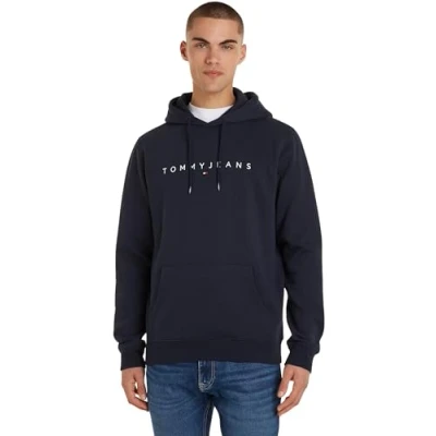 Image of Tommy Jeans Linear LOGO Hoodie Sweatshirt, Men&#039;s, Size: 42, Dark night navy
