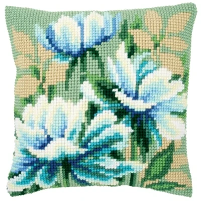 Image of Vervaco Japanese Anemones I Cross Stitch Cushion, Multi Colour