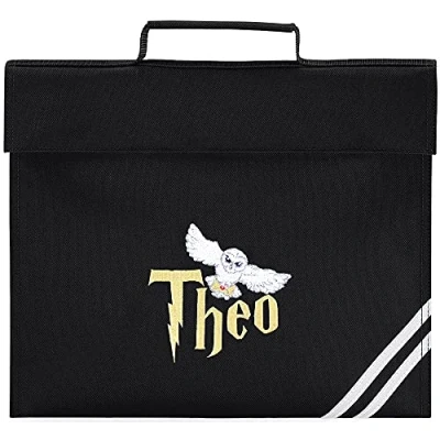 Image of TeddyTs Personalised Owl &amp; Wizard Name School Book Bag (Black)