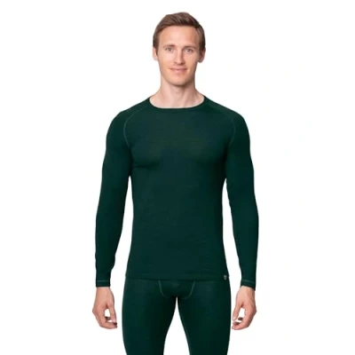 Image of DANISH ENDURANCE Base Layers Men, Long Sleeve Top, Merino Wool, Thermals Warm Winter Thermal Underwear, with or Without a Zipper, Dark Green, L