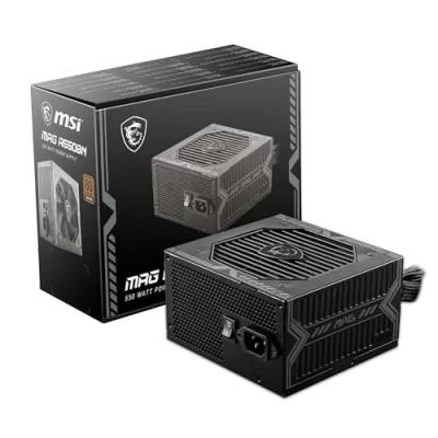Image of MSI MAG A550BN Power Supply, EU Plug 550 W, 80 Plus Bronze Certified, ATX 12 V Single Rail, DC/DC Voltage Converter Design, 120 mm Fan