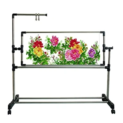 Image of Embroidery Cross Stitch Frame Stand, Large 360Adjustable Wood Stand,Height Adjustable Stand Versatile Needlework Floor For Stitch, Kit
