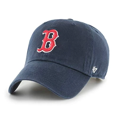 Image of 47 MLB Boston Red Sox Clean Up Unisex Baseball Cap, Adjustable Strap &amp; Buckle, Logo, Colour Navy Blue