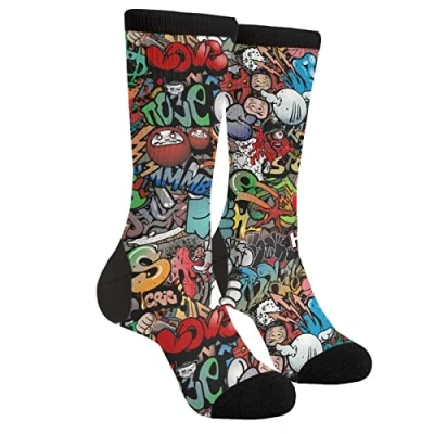 Image of Unisex Socks Graffiti Running Funny Crew Dress For Men Women