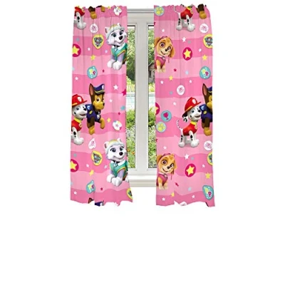 Image of Franco Kids Room Window Curtains Drapes Set, 82 in x 63 in, Paw Patrol Girls