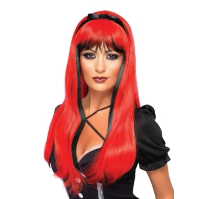 Image of Smiffys Bewitching Wig, Red &amp; Black , Halloween Fancy Dress Accessory, Witch Up Wigs