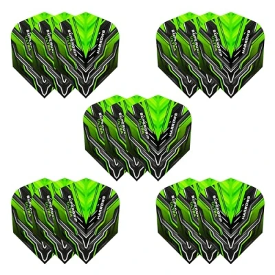 Image of Harrows Supergrip Ultra Dart Flights 5 x sets Darts (15 Total) I 100 Micron Premium Extra Strong Made in UK Professional Accessories Green