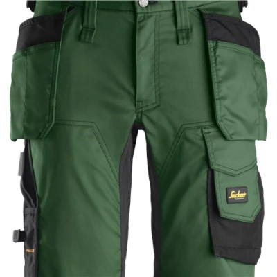 Image of Snickers AllroundWork Stretch Shorts Holster Pockets Forest Green/Black 52