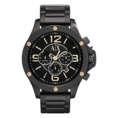 Image of Armani Exchange Watch for Men, Quartz Chronograph Movement, 48 mm Gold Stainless Steel Case with a Strap, AX1513