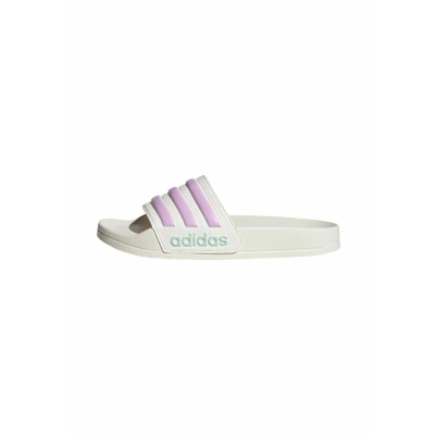 Image of adidas Adilette Shower Slides, White/Bliss Lilac/Halo Mint, 6 UK Child
