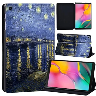 Image of Printed Leather slim lightweight Stand Cover Case for Samsung Galaxy Tab A 10.1 2019 (Model: SM T510 T515), with Function (Black) (boat in lack paint)