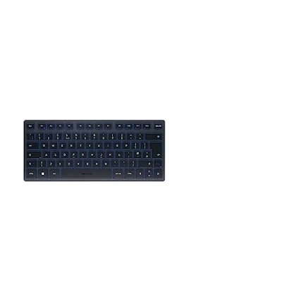 Image of CHERRY KW 7100 MINI BT, Compact Multi Device keyboard with 3 Bluetooth Channels, UK Layout (QWERTY), Flat Design, incl. Transport Pouch, Slate Blue