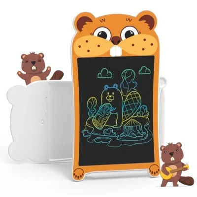 Image of HOMESTEC Kids Toys for 3 4 5 6 Year Old Boy Girl Gift, Cute Drawing Pad with Handle, LCD Writing Tablet Kids, Educational Colored Toddler Toy 2+ and Up (Yellow)