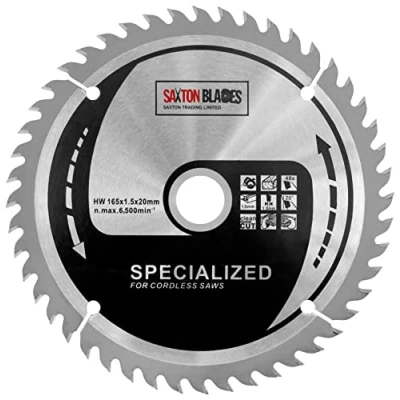 Image of TCT16548T Saxton 165mm x 48t TCT Thin Kerf Cordless Circular Saw Blade Compatible With Dewalt Makita Ryobi Bosch