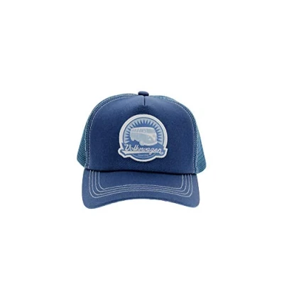 Image of BRISA VW Collection Volkswagen Trucker Mesh Cap Hat Headwear with T1 Bus Design One Size (Legendary/Blue)
