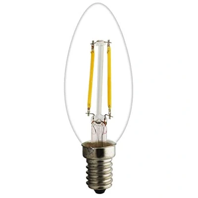 Image of LED E14 Base Candle Filament Bulb 2 W / 4 6 W, Equivalent to 20 40 60 Incandescent Bulb, Warm White 2700 K, Flame, Light Beam Angle 360 2w 1 pezzi