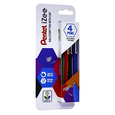 Image of Pentel iZee Retractable Ballpoint Pen 4pc Wallet