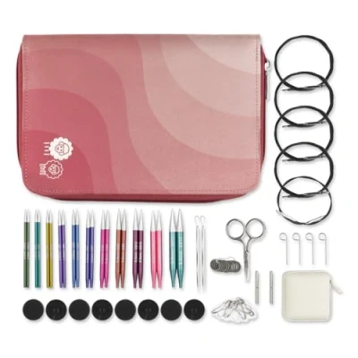 Image of KnitPro Zing Interchangeable Needle Set 11 x 10cm Circular Knitting Pin Pairs with Accessories Regal Set, Colour Coded for Beginners, Professionals &amp; Gift