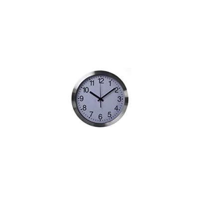 Image of Perel Aluminum Wall Clock, Metal, White, 300 x 32 40 cm