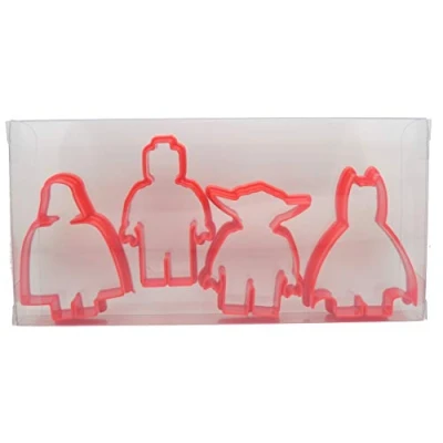 Image of Minifigure Shaped Mini Figures Set of 4, Batman, Yoda, Man &amp; Darth Vader Cookie Cutter, Biscuit, Pastry, Fondant Cutters