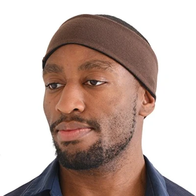 Image of CHARM Casualbox Sports Headband Reversible Moisture Absorbant Cotton Made in Japan Womens Mens Chemo Brown Black(Size: One size)