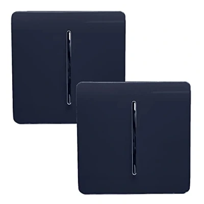 Image of Trendi 1 Gang 2 Way Artistic Modern Glossy 10 Amp Rocker Tactile Light Switch Navy (2 Pack)