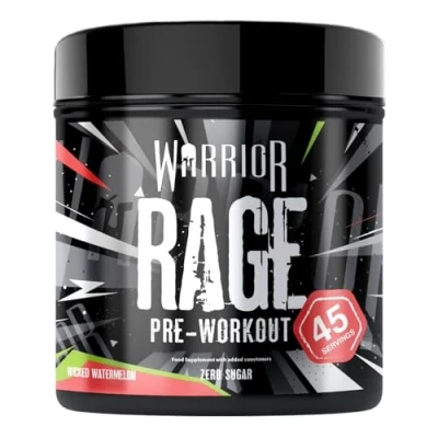 Image of Warrior Rage Pre workout Powder 392g Energy Drink Supplement with Vitamin C, Beta Alanine and Creatine Gluconate 45 Servings (Wicked Watermelon)