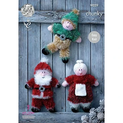Image of King Cole Christmas Toys Tinsel Knitting Pattern 9029 Chunky