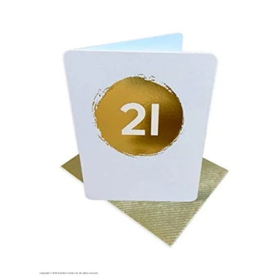 Image of Brainbox Candy 21st Age Happy Birthday Card Gold Foiled Cute Mini Blank Inside Perfect For Besties Friends Mates Him Her Boyfriend Girlfriend