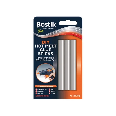 Image of Bostik DIY Hot Melt Glue Sticks, Pack of 6