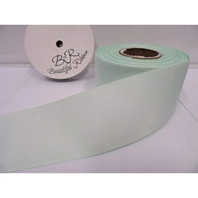 Image of Beautiful Ribbon 2 metres of 50mm Grosgrain Ribbed Light Mint Green Double Sided 50 mm 5cm 2&quot; Inch