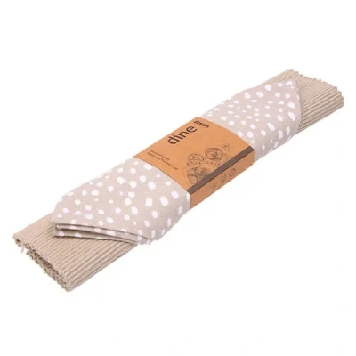 Image of Dexam Sintra Recycled Cotton Spotted Napkin and Placemat Set Stone