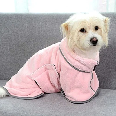 Image of YURRO Soft Microfibre Dog Robes for After Bath,Fast Drying Bathrobe Cat Small Medium Dogs,Adjustable Waist Towel Absorbent Pet Coat