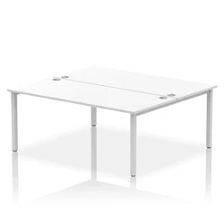 Image of Impulse Bench B2B 2 Person 1800 Silver Frame Office Desk White