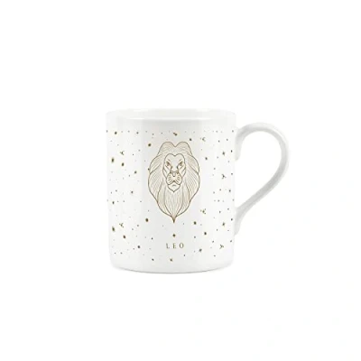 Image of Purely Home Leo Gold Star Sign Mug Small Bone China White Coffee/Tea Present Zodiac Gift