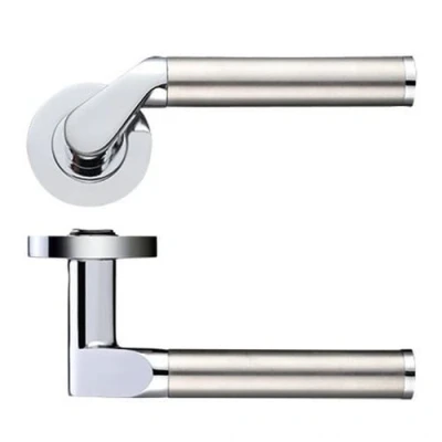 Image of VENUS Fire Rated Lever on Rose Door Handle Pair in Stainless Steel