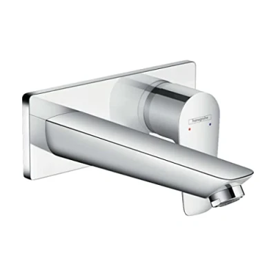 Image of hansgrohe Talis E wall mounted basin mixer tap, 165 mm spout, chrome