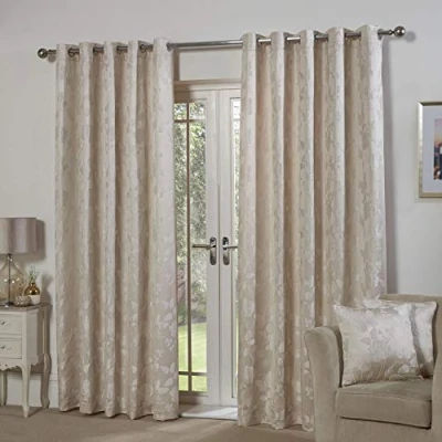 Image of Emma Barclay Butterfly Meadow Lined Eyelet Jacquard Curtains in Cream Width 66 x Drop 72&quot; (168 183cm)