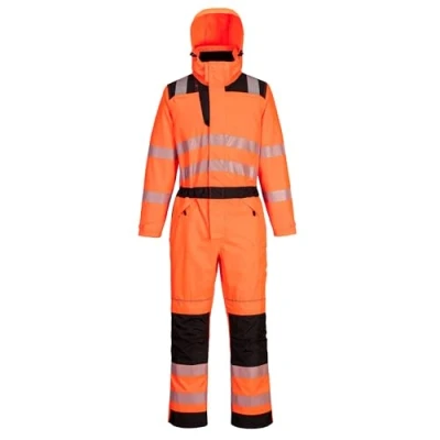 Image of Portwest PW3 Hi Vis Winter Coverall, Orange/Black, Size: Large