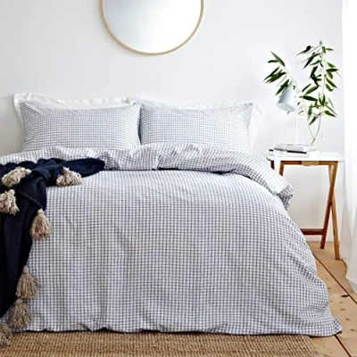 Image of The Linen Yard Signature Hazzy Duvet Cover Set, Cotton, Blue, King