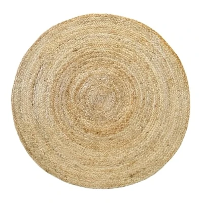 Image of HAMID Rug Jute Round Alhambra Natural Colour, Rug, Area 100% Fibre Hand Wovem, Braided for Home, Living Room, Floor Carpet..(100x100cm)